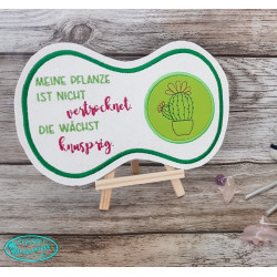 Stickdatei ITH - Mug Rug Spruch "Meine Pflanze ist nicht vertrocknet."